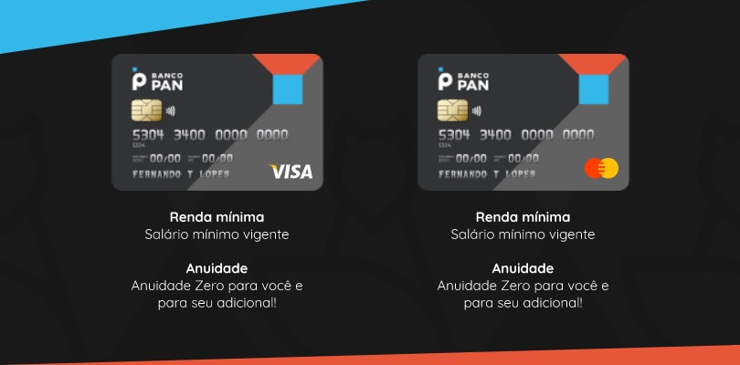 Cartão de Crédito Banco Pan sem Anuidade Visa ou Mastercard