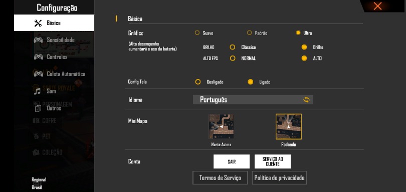 Configurações Básicas para Free Fire