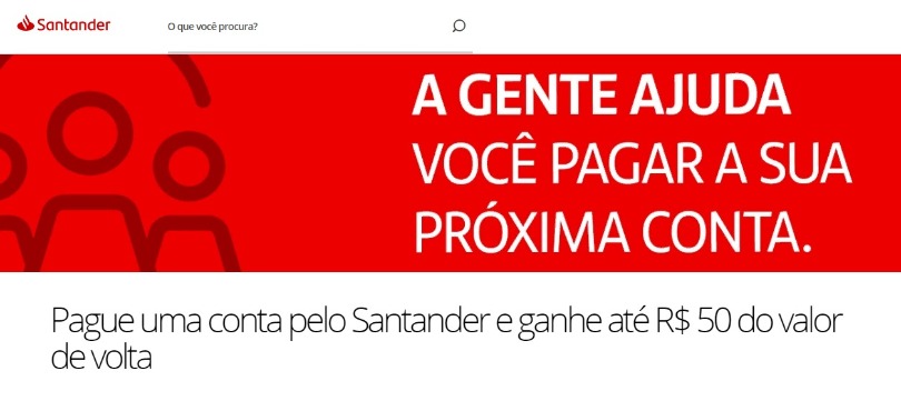 Cashback: Pague uma conta no Santander e ganhe 50 reais | Seja Geek